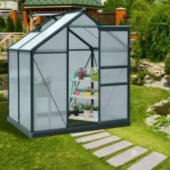 Outsunny Walk-in Plant Greenhouse For Backyard/Outdoor Use With Window And Door, Aluminum Frame, PC Board -Sunnydaze Store GUEST 0031ba63 880a 4e26 8e2f c435bf947b1c