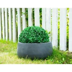 Rosemead Home & Garden, Inc. 16" Wide Kante Lightweight Concrete Outdoor Bowl Planter Pot Charcoal Black -Sunnydaze Store GUEST 029099b7 b44a 4340 926e d665560a60ef