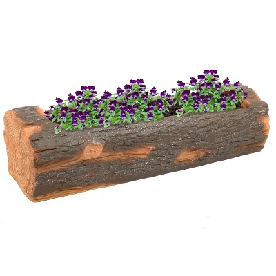 Sunnydaze Decor Sunnydaze Polyresin Decorative Outdoor Raised Rustic Log Planter For Garden, Patio, Deck, Yard, Porch And Balcony - 35" W - Brown 5 Sunnydaze Decor Sunnydaze Polyresin Decorative Outdoor Raised Rustic Log Planter For Garden, Patio, Deck, Yard, Porch And Balcony - 35" W - Brown - Image 3