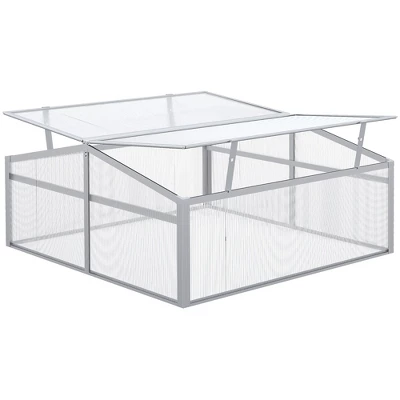 Outsunny 39" Aluminum Vented Cold Frame Mini Greenhouse Kit With Adjustable Roof, Polycarbonate Panels, & Strong Design 5 Outsunny 39" Aluminum Vented Cold Frame Mini Greenhouse Kit With Adjustable Roof, Polycarbonate Panels, & Strong Design - Image 3