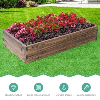 Costway Wooden Raised Garden Bed Kit - Elevated Planter Box For Growing Herbs Vegetable 5 Costway Wooden Raised Garden Bed Kit - Elevated Planter Box For Growing Herbs Vegetable - Image 3