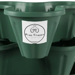 Set Of 3 Stacking Planter Tower - 3-Tier Space Saving Flower Pots - Indoor/Outdoor Vertical Herb And Vegetable Planter By Pure Garden (Hunter Green) -Sunnydaze Store GUEST 0d371a5a ba3a 463c 9bfe ad56b355fd3e