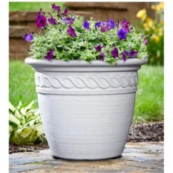 Gardener's Supply Company Cortina Self-Watering Planter | 20 Inch Diameter 15 Inch High Large-Capacity Water Reservoir UV- Resistant Flower & Plant