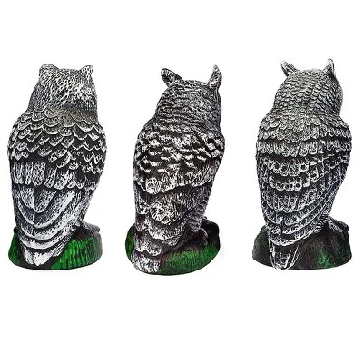 BIRD BLINDER Fake Owl Decoy And Bird Deterrent, Grey Set Of 3 3 BIRD BLINDER Fake Owl Decoy And Bird Deterrent, Grey Set Of 3 - Image 2