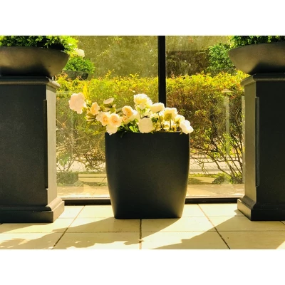 22.8" Kante Lightweight Modern Outdoor Concrete Oval Planter Charcoal Black - Rosemead Home & Garden, Inc. 3 22.8" Kante Lightweight Modern Outdoor Concrete Oval Planter Charcoal Black - Rosemead Home & Garden, Inc.