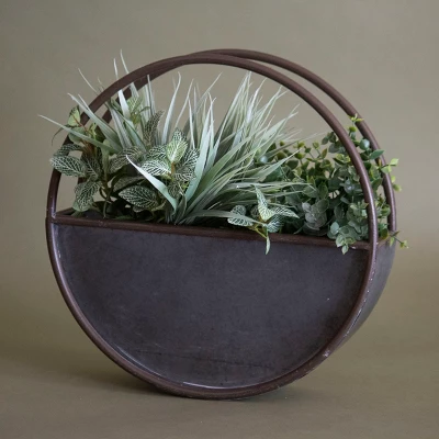 Round Metal Wall Planter - Foreside Home & Garden 6 Round Metal Wall Planter - Foreside Home & Garden - Image 4