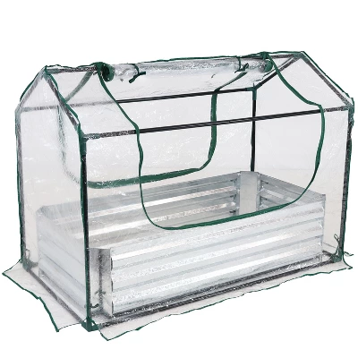 Sunnydaze Decor Sunnydaze Steel Raised Garden Bed With PVC Greenhouse Cover - Clear 9 Sunnydaze Decor Sunnydaze Steel Raised Garden Bed With PVC Greenhouse Cover - Clear - Image 7