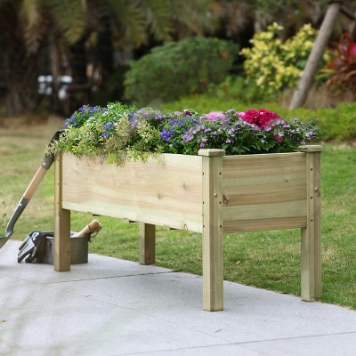 LuxenHome 20.1" H Unfinished Fir Wood Raised Garden Bed Planter 4 LuxenHome 20.1" H Unfinished Fir Wood Raised Garden Bed Planter - Image 2