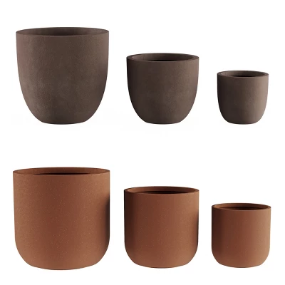 Nature Spring Clay Planter Set - Antique Brown, 3 Pieces 3 Nature Spring Clay Planter Set - Antique Brown, 3 Pieces