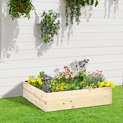 Outsunny 46'' X 46'' Wooden Raised Garden Bed, Elevated Planter Box For Backyard, Patio To Grow Vegetables, Herbs, And Flowers 3 Outsunny 46'' X 46'' Wooden Raised Garden Bed, Elevated Planter Box For Backyard, Patio To Grow Vegetables, Herbs, And Flowers
