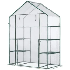 Outsunny 56" X 29" X 77" Mini Greenhouse, Walk-in Greenhouse, Garden Hot House With 4 Shelves, Roll-Up Door And Weatherized Cover, Deep Green 9 Outsunny 56" X 29" X 77" Mini Greenhouse, Walk-in Greenhouse, Garden Hot House With 4 Shelves, Roll-Up Door And Weatherized Cover, Deep Green -Sunnydaze Store GUEST 1c3c0386 f20c 4516 a509 74897e2ffd6a