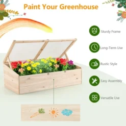 Costway Wooden Cold Frame Greenhouse Flower Planter Raised Plants Bed Protection -Sunnydaze Store GUEST 1c42fac0 c45b 4c8f a00d d7c3a194b29c 1