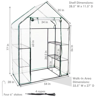 Sunnydaze Decor Sunnydaze Outdoor Portable Tiered Growing Rack Deluxe Walk-In Greenhouse With Roll-Up Door - 4 Shelves - Clear - 54" X 28" X 77" 11 Sunnydaze Decor Sunnydaze Outdoor Portable Tiered Growing Rack Deluxe Walk-In Greenhouse With Roll-Up Door - 4 Shelves - Clear - 54" X 28" X 77" - Image 9