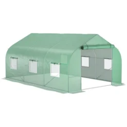 Outsunny 9.8' X 11.4' X 6.8' Outdoor Walk-In Tunnel Greenhouse Hot House With Roll-up Windows, Zippered Door, PE Cover, Green 10 Outsunny 9.8' X 11.4' X 6.8' Outdoor Walk-In Tunnel Greenhouse Hot House With Roll-up Windows, Zippered Door, PE Cover, Green -Sunnydaze Store GUEST 205112cd bc2a 4564 9861 5f5e7a8e55dc