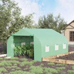 Outsunny 12' X 10' X 7' Outdoor Walk-In Tunnel Greenhouse Hot House With Roll-up Windows, Zippered Door, PE Cover, Green 8 Outsunny 12' X 10' X 7' Outdoor Walk-In Tunnel Greenhouse Hot House With Roll-up Windows, Zippered Door, PE Cover, Green -Sunnydaze Store GUEST 23340720 1a42 4fcc b582 41136824917c