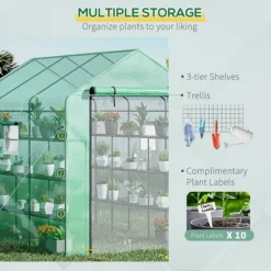 Outsunny 8' X 6' X 7' Walk-in Greenhouse, 18 Shelf Hot House, Roll Up Zipper Door, UV Protective For Flowers, Herbs, Vegetables, Green 10 Outsunny 8' X 6' X 7' Walk-in Greenhouse, 18 Shelf Hot House, Roll Up Zipper Door, UV Protective For Flowers, Herbs, Vegetables, Green -Sunnydaze Store GUEST 2366adfc 5806 4c5a 8cfc f2831c6c7662