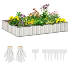Outsunny 8.5x3ft Metal Raised Garden Bed, DIY Large Steel Planter Box, No Bottom W/ A Pairs Of Glove For Backyard, Patio To Grow Vegetables, Herbs, And Flowers -Sunnydaze Store GUEST 23c9fd2a 6b1a 46ce b081 e8273231cd7d