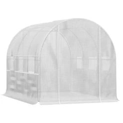Outsunny 10' X 7' X 7' Walk-in Tunnel Greenhouse, Outdoor Plant Nursery With Quality PE Cover, Zipper Doors And Mesh Windows, White 9 Outsunny 10' X 7' X 7' Walk-in Tunnel Greenhouse, Outdoor Plant Nursery With Quality PE Cover, Zipper Doors And Mesh Windows, White -Sunnydaze Store GUEST 252813b4 fb80 4012 8224 4f06ef40076a