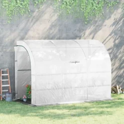 Outsunny 10' X 5' X 7' Lean To Greenhouse, Walk-In Wall Green House Plant Nursery With 2 Roll-up Doors And Window, PE Cover And 3 Wire Shelves -Sunnydaze Store GUEST 25d62525 bbc5 4fef b1c8 fef34f99f613