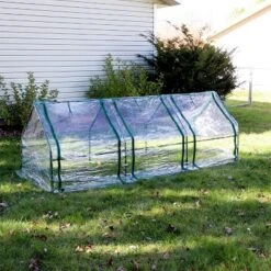 Sunnydaze Decor Sunnydaze Outdoor Portable Slanted Top Plant Shelter Mini Cloche Greenhouse With Zipper Doors - 36" - Clear -Sunnydaze Store GUEST 27e835cf e6b7 4a9f b509 c682a120337b