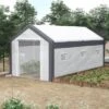 Outsunny 20' X 10' X 9' Walk-In Greenhouse, Outdoor Gardening Canopy With 6 Roll-up Windows, 2 Zippered Doors & Weather Cover, White -Sunnydaze Store GUEST 290ce8db 1b36 401e bf5c 735b5dc63670