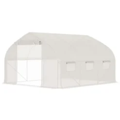 Outsunny Walk-in Tunnel Greenhouse With Zippered Mesh Doors & Roll-up Sidewalls, Upgraded Hot House, White, 11.5' X 10' X 6.5' -Sunnydaze Store GUEST 293c6e31 1932 4012 be8c afb47b42cc45
