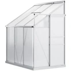 Outsunny 6' X 4' Aluminum Lean-to Greenhouse Polycarbonate Walk-in Garden Greenhouse With Adjustable Roof Vent, Rain Gutter And Sliding Door -Sunnydaze Store GUEST 29b68d6a 1cb4 4c82 a10c 0d820fca8210