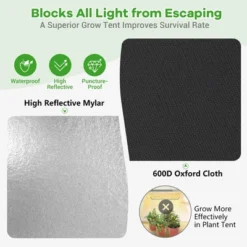 Costway 5x5 Grow Tent, 60''x60''x80'' High Reflective Mylar W/Observation Window GrayBlack -Sunnydaze Store GUEST 2ab694a8 3728 4ace ae4f 74762e022c9d