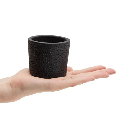 Farmlyn Creek 4 Piece Set Round Black Cement Planter Indoor Outdoor With Modern Wood Base, 8.8 X 3.15 X 2.67 In 5 Farmlyn Creek 4 Piece Set Round Black Cement Planter Indoor Outdoor With Modern Wood Base, 8.8 X 3.15 X 2.67 In - Image 3