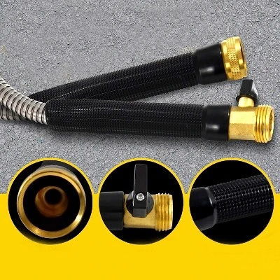 Bionic Steel Pro 75 Foot 304 Stainless Steel Metal Garden Hose With Brass Nozzle 4 Bionic Steel Pro 75 Foot 304 Stainless Steel Metal Garden Hose With Brass Nozzle - Image 2
