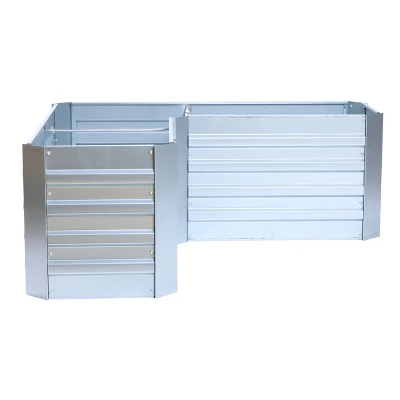LuxenHome L-Shaped Galvanized Metal Raised Garden Bed 5 LuxenHome L-Shaped Galvanized Metal Raised Garden Bed - Image 3
