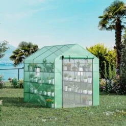 Outsunny 8' X 6' X 7' Walk-in Greenhouse, 18 Shelf Hot House, Roll Up Zipper Door, UV Protective For Flowers, Herbs, Vegetables, Green 8 Outsunny 8' X 6' X 7' Walk-in Greenhouse, 18 Shelf Hot House, Roll Up Zipper Door, UV Protective For Flowers, Herbs, Vegetables, Green -Sunnydaze Store GUEST 31ed775c fa3d 4376 9516 c8cb967392ef
