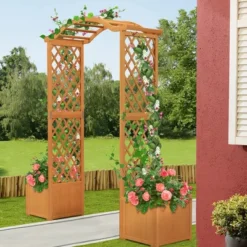 Tangkula Garden Arbor With Planter Wooden Planter Arch With Trellis Natural -Sunnydaze Store GUEST 3321eb57 c810 4e5f bfbd 44f9c357e134