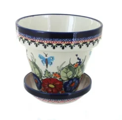 Blue Rose Polish Pottery 890-893 Zaklady Small Flower Pot