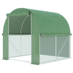 Outsunny 6' X 6' X 6' Tunnel Greenhouse Outdoor Walk-In Hot House With Roll-up Plastic Cover And Zippered Door, Steel Frame, Green -Sunnydaze Store GUEST 3552b7e7 00ca 4e0a b9ce 7ca993bd5ed3