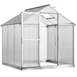 Outsunny Walk-In Polycarbonate Greenhouse With Roof Vent For Ventilation & Rain Gutter, Hobby Greenhouse For Winter -Sunnydaze Store GUEST 361c5741 b56e 4af1 921a 9510c5b06da6