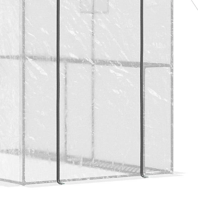 Outsunny 47.25" X 73.25" X 74.25" Walk-in Greenhouse, Outdoor Portable Plant Growing Area With Mesh Protected Roll-up Door & Window, 4 Shelves, White 7 Outsunny 47.25" X 73.25" X 74.25" Walk-in Greenhouse, Outdoor Portable Plant Growing Area With Mesh Protected Roll-up Door & Window, 4 Shelves, White - Image 5