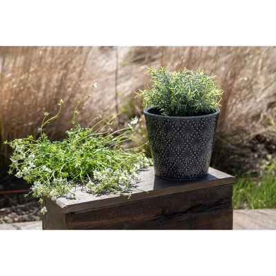 Blue Diamond Burst Pattern Glazed Ceramic Planter - Foreside Home & Garden 5 Blue Diamond Burst Pattern Glazed Ceramic Planter - Foreside Home & Garden - Image 3