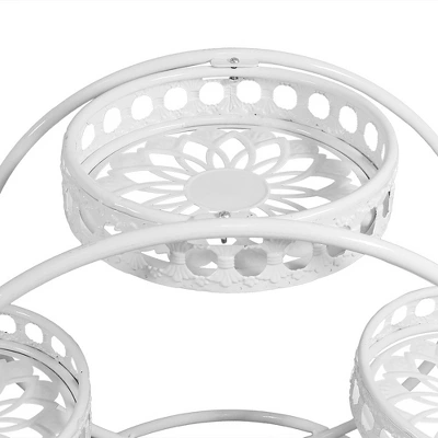 Sunnydaze Decor Sunnydaze Indoor/Outdoor Steel 4-Tiered Ferris Wheel Potted Flower Plant Stand Display - 28" - White 4 Sunnydaze Decor Sunnydaze Indoor/Outdoor Steel 4-Tiered Ferris Wheel Potted Flower Plant Stand Display - 28" - White - Image 2