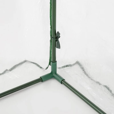 Outsunny 5' X 4' X 7' Lean-to Greenhouse, Walk-in Wall Mounted Hot House & Plant Nursery With 2 Zippered Roll Up Doors, Sloping PVC Cover, Green 6 Outsunny 5' X 4' X 7' Lean-to Greenhouse, Walk-in Wall Mounted Hot House & Plant Nursery With 2 Zippered Roll Up Doors, Sloping PVC Cover, Green - Image 4