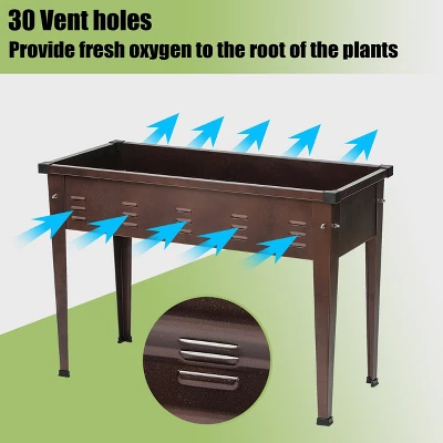 LuxenHome 39.57" W Brown Metal Rectangular Raised Garden Planter 10 LuxenHome 39.57" W Brown Metal Rectangular Raised Garden Planter - Image 8