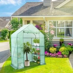 Hanience Walk-in Outdoor/Indoor Covered Portable Plant Greenhouse For Gardens, Patios, And Yards With 4 Wired Shelves, And Roll-Up Zippered Door, 9 Hanience Walk-in Outdoor/Indoor Covered Portable Plant Greenhouse For Gardens, Patios, And Yards With 4 Wired Shelves, And Roll-Up Zippered Door, -Sunnydaze Store GUEST 40337c1c f595 4e5b 9050 9551b68701ef