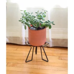 10" Wide Planter Pot Burnt Sienna Galvanized Steel With Black Wrought Iron Plant Stand - ACHLA Designs -Sunnydaze Store GUEST 40cfe3f6 23ec 4b4c 8da8 381a257995b8