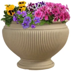 Sunnydaze Decor Sunnydaze Indoor/Outdoor Patio, Garden, Or Porch Weather-Resistant Double-Walled Elizabeth Ribbed Urn Flower Pot Planter - 15" -Sunnydaze Store GUEST 417fbcd7 f61d 4808 93d8 8ddc036e3102