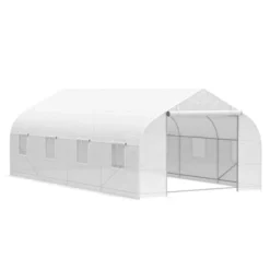 Outsunny 20' X 10' X 7' Tunnel Greenhouse Large Walk-In Warm House Deluxe High GardenHot House With 8 Roll Up Windows & Roll Up Door, Steel Frame -Sunnydaze Store GUEST 4195e5b5 4d1f 4ccd bf5a 81df8d14f38f