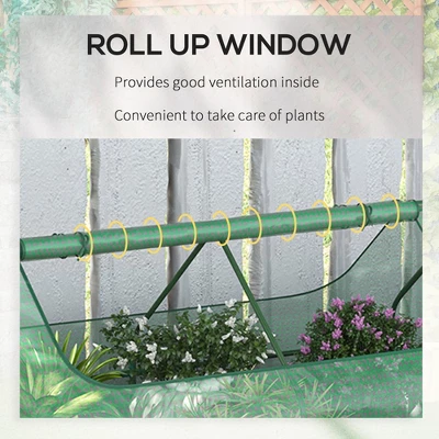 Outsunny Raised Garden Bed With Mini Greenhouse, Steel Outdoor Planter Box With Plastic Cover, Roll Up Window, Dual Use, 73" X 38" X 36" 6 Outsunny Raised Garden Bed With Mini Greenhouse, Steel Outdoor Planter Box With Plastic Cover, Roll Up Window, Dual Use, 73" X 38" X 36" - Image 4