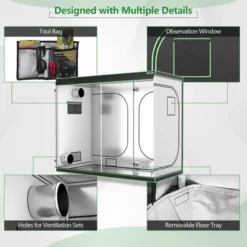 Costway 4x8 Grow Tent, 96''x48''x80'' High Reflective Mylar W/Observation Window GrayBlack -Sunnydaze Store GUEST 44ea6bd5 94a9 4251 9c57 fd60b3517dee