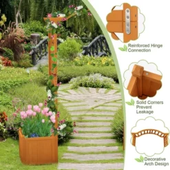 Tangkula Garden Arbor With Planter Wooden Planter Arch With Trellis Natural -Sunnydaze Store GUEST 45986e2a 9c08 42d9 bda5 f1b53df05f34