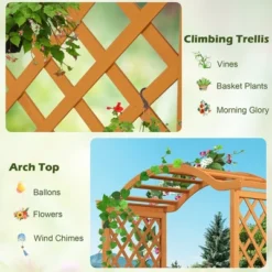 Tangkula Garden Arbor With Planter Wooden Planter Arch With Trellis Natural -Sunnydaze Store GUEST 45d56da3 df41 4abc bccd 0e7087f6e6ab
