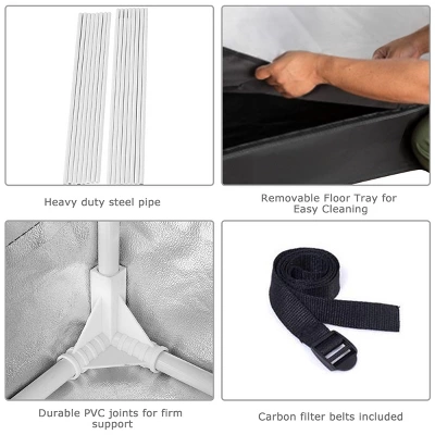 Costway Indoor Grow Tent Room Reflective Hydroponic Non Toxic Clone Hut 6 Size (48''X24''X60'') 8 Costway Indoor Grow Tent Room Reflective Hydroponic Non Toxic Clone Hut 6 Size (48''X24''X60'') - Image 6